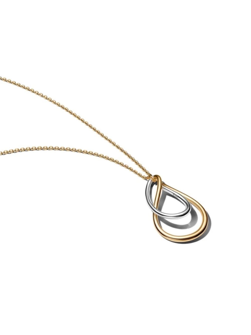 Pandora Two-Tone Teardrop Pendant Necklace - Gold and Silver